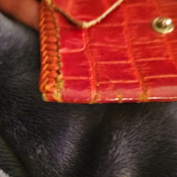 United Carr Vintage Red Leather Crocodile Pattern Card Or Coin Wallet - Picture 7 of 12